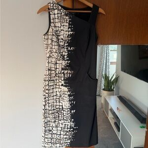 Nine West Asymmetrical Black and White Dress